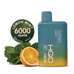 HQD 6000 HBAR Lemon Mint – 12 ml engangs vape med 5% nikotin